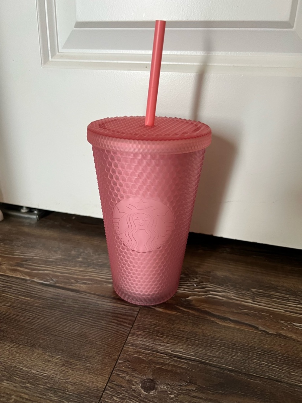 Starbucks Matte Coral Pink Studded Reusable Cup with Straw